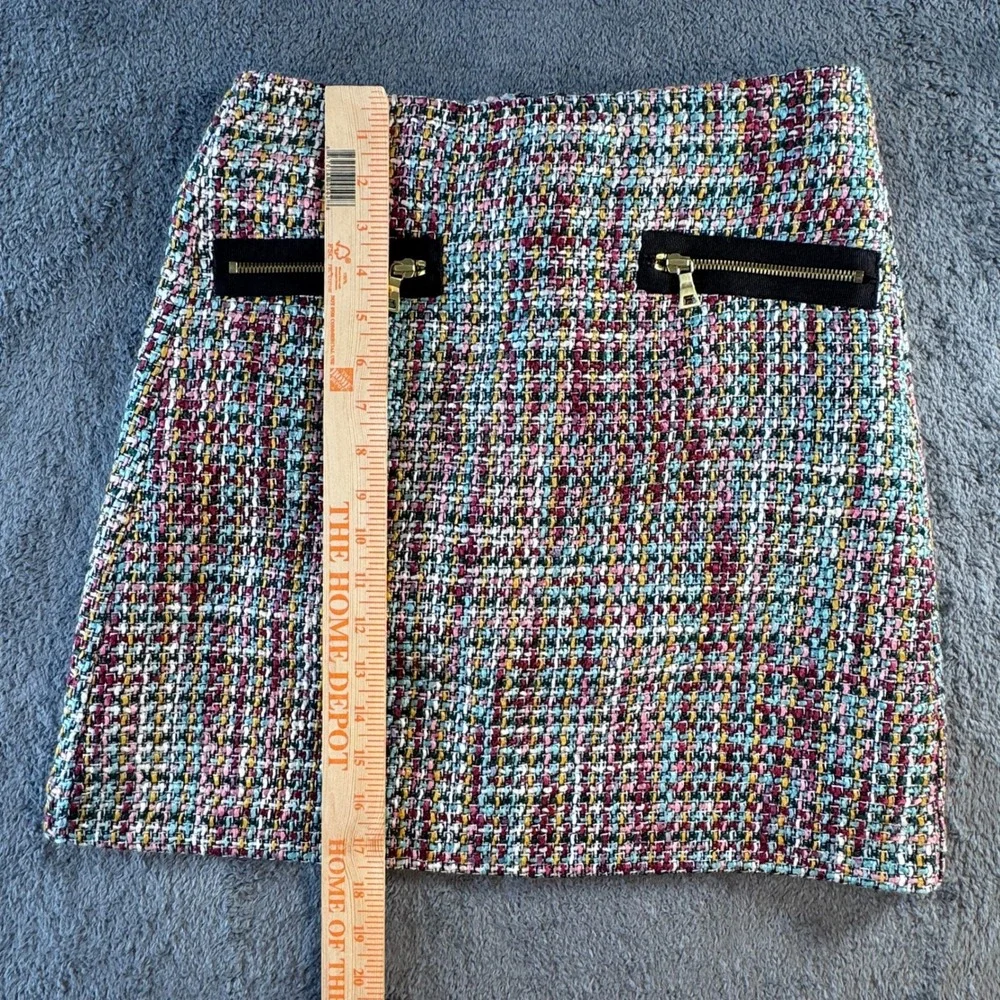 Colorful Tweed Loft‎ Womens Multi Color  Mini Skirt Size 2 Zipper Pockets A-Line